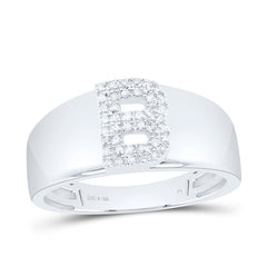 Sterling Silver 1/10 CTW-Natural Diamond Gift Initial "B" Ladies Ring