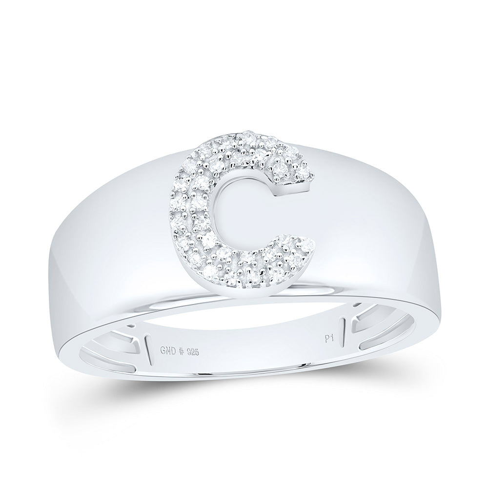 Sterling Silver 1/12 CTW-Natural Diamond Gift Initial "C" Ladies Ring