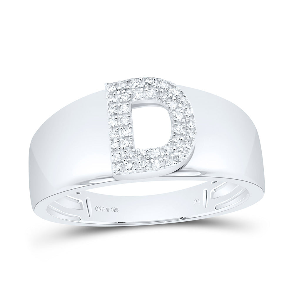 Sterling Silver 1/10 CTW-Natural Diamond Gift Initial "D" Ladies Ring