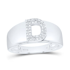 Sterling Silver 1/10 CTW-Natural Diamond Gift Initial "D" Ladies Ring
