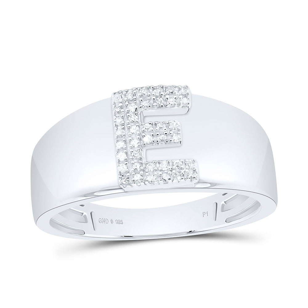 Sterling Silver 1/10 CTW-Natural Diamond Gift Initial "E" Ladies Ring