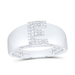 Sterling Silver 1/10 CTW-Natural Diamond Gift Initial "E" Ladies Ring