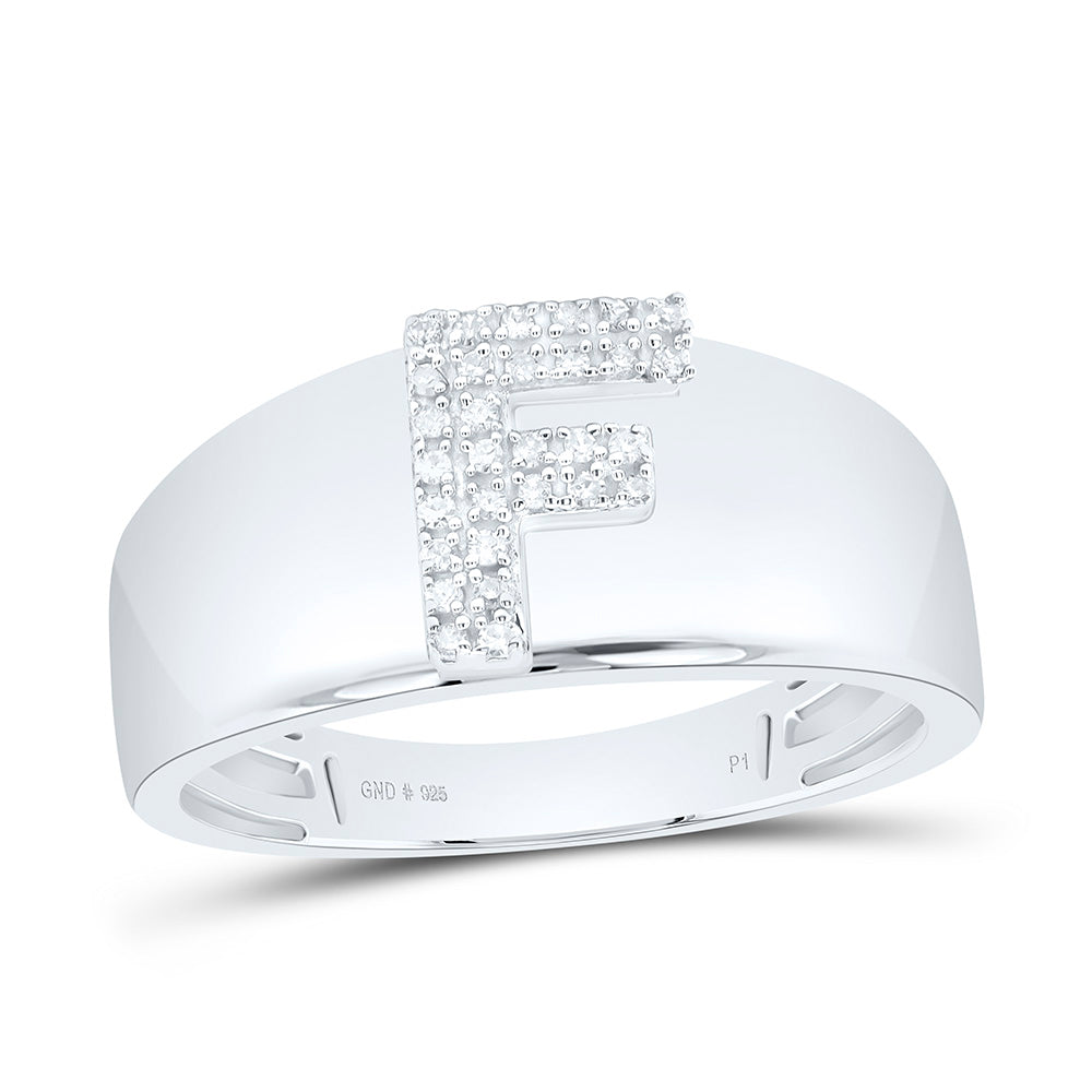Sterling Silver 1/12 CTW-Natural Diamond Gift Initial "F" Ladies Ring