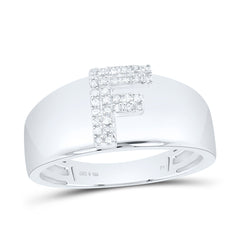 Sterling Silver 1/12 CTW-Natural Diamond Gift Initial "F" Ladies Ring
