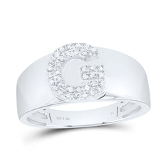 Sterling Silver 1/12 CTW-Natural Diamond Gift Initial "G" Ladies Ring