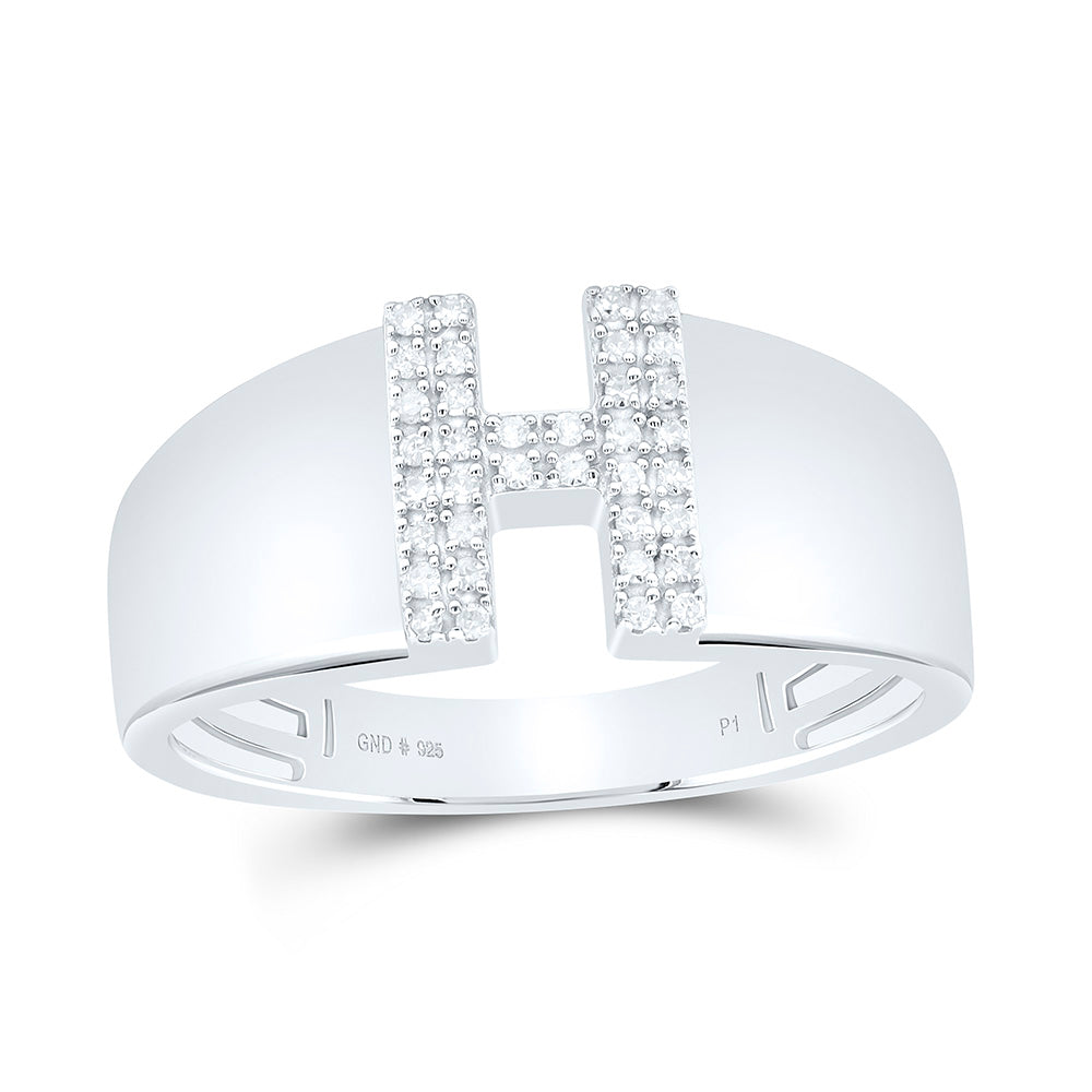 Sterling Silver 1/12 CTW-Natural Diamond Gift Initial "H" Ladies Ring