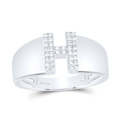 Sterling Silver 1/12 CTW-Natural Diamond Gift Initial "H" Ladies Ring