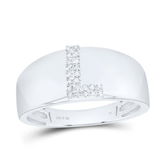 Sterling Silver 1/20 CTW-Natural Diamond Gift Initial "L" Ladies Ring
