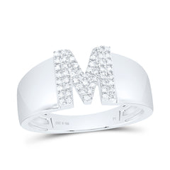 Sterling Silver 1/8 CTW-Natural Diamond Gift Initial "M" Ladies Ring