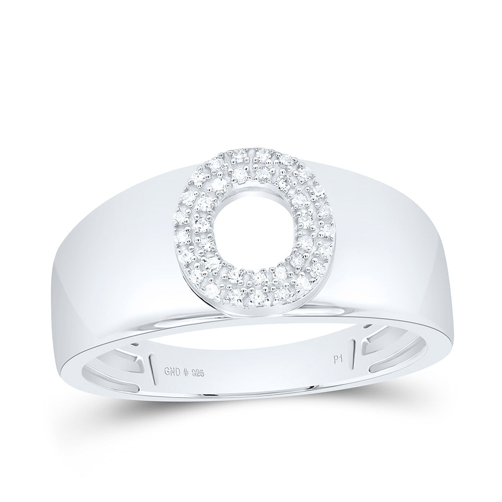 Sterling Silver 1/12 CTW-Natural Diamond Gift Initial "O" Ladies Ring
