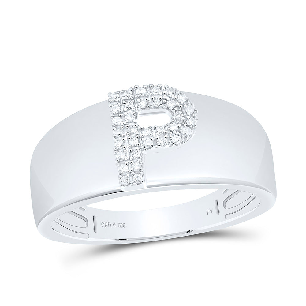 Sterling Silver 1/12 CTW-Natural Diamond Gift Initial "P" Ladies Ring