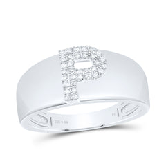 Sterling Silver 1/12 CTW-Natural Diamond Gift Initial "P" Ladies Ring