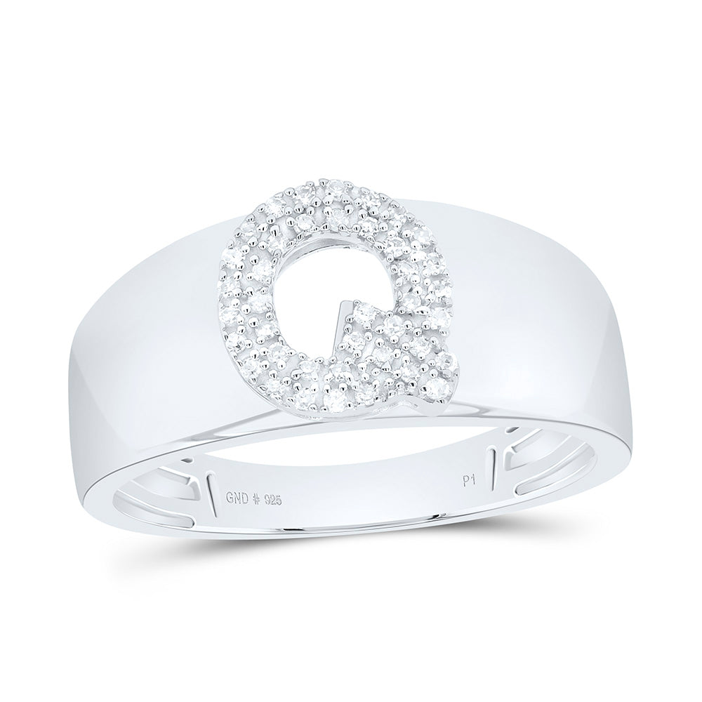 Sterling Silver 1/10 CTW-Natural Diamond Gift Initial "Q" Ladies Ring