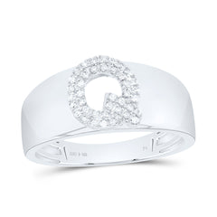 Sterling Silver 1/10 CTW-Natural Diamond Gift Initial "Q" Ladies Ring