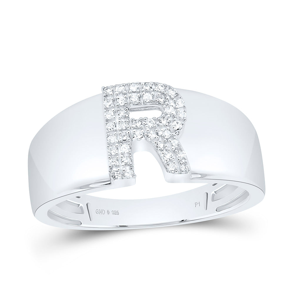 Sterling Silver 1/10 CTW-Natural Diamond Gift Initial "R" Ladies Ring