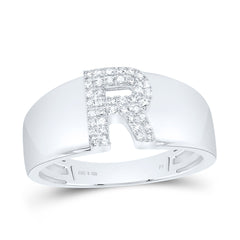 Sterling Silver 1/10 CTW-Natural Diamond Gift Initial "R" Ladies Ring