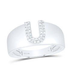 Sterling Silver 1/12 CTW-Natural Diamond Gift Initial "U" Ladies Ring