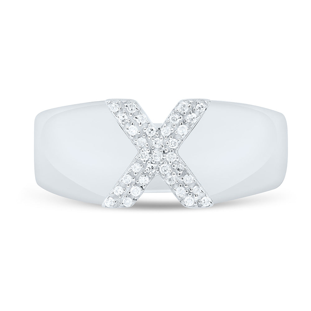 Sterling Silver 1/12 CTW-Natural Diamond Gift Initial "X" Ladies Ring