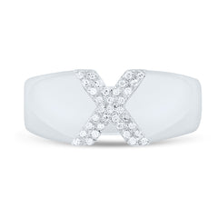 Sterling Silver 1/12 CTW-Natural Diamond Gift Initial "X" Ladies Ring