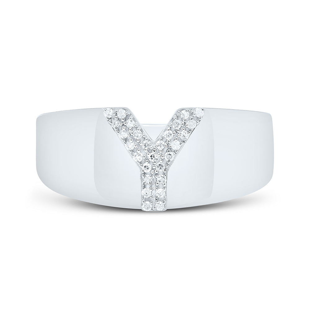 Sterling Silver 1/20 CTW-Natural Diamond Gift Initial "Y" Ladies Ring
