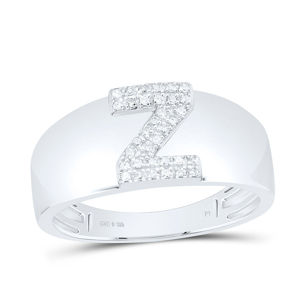 Sterling Silver 1/12 CTW-Natural Diamond Gift Initial "Z" Ladies Ring