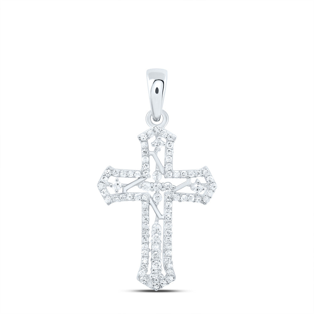Sterling Silver 1/4 CTW-Natural Diamond Gift Cross Pendant