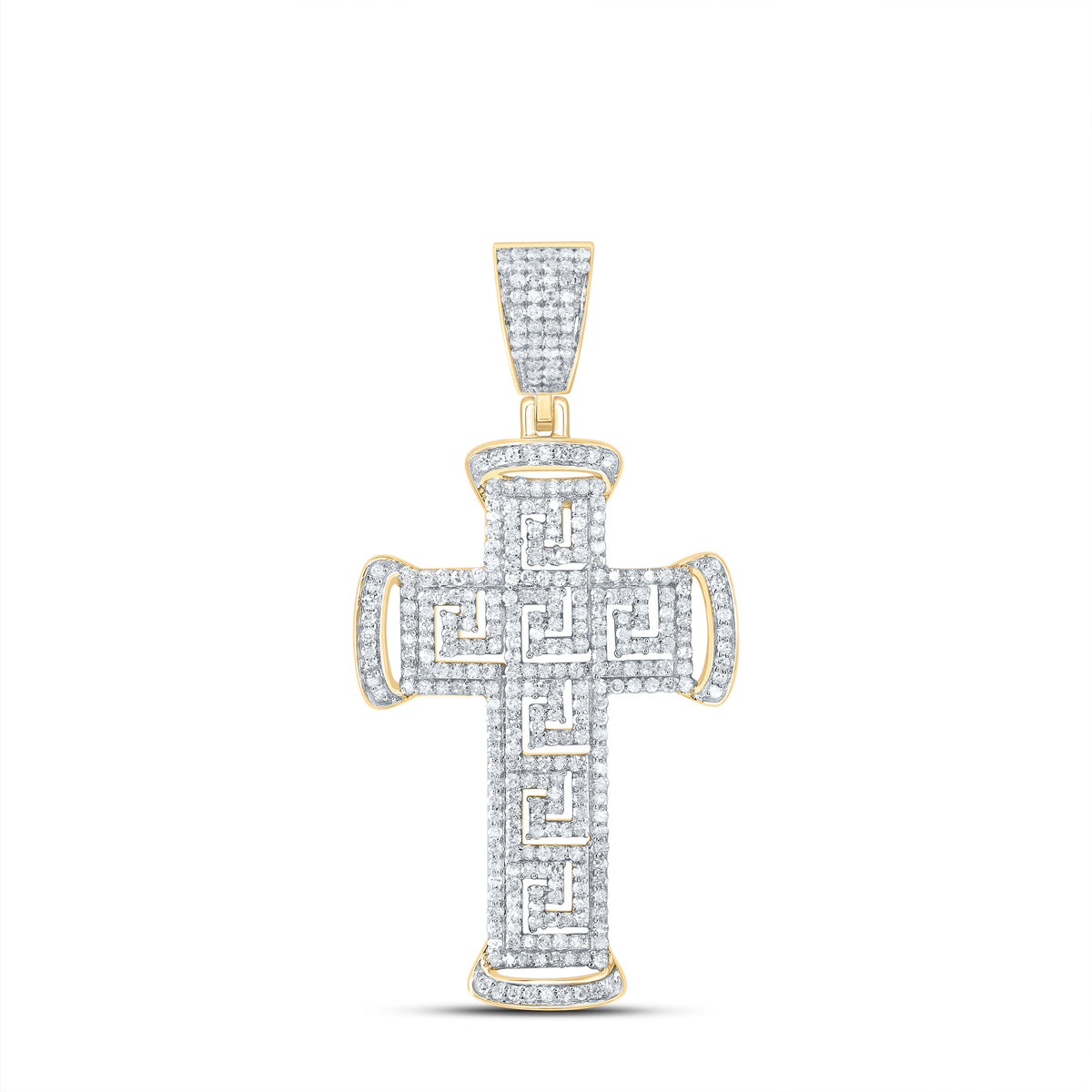 10k Gold 3/4 CTW-Natural Diamond Gift Cross Mens Charm