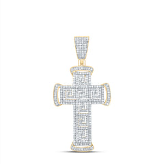 10k Gold 3/4 CTW-Natural Diamond Gift Cross Mens Charm