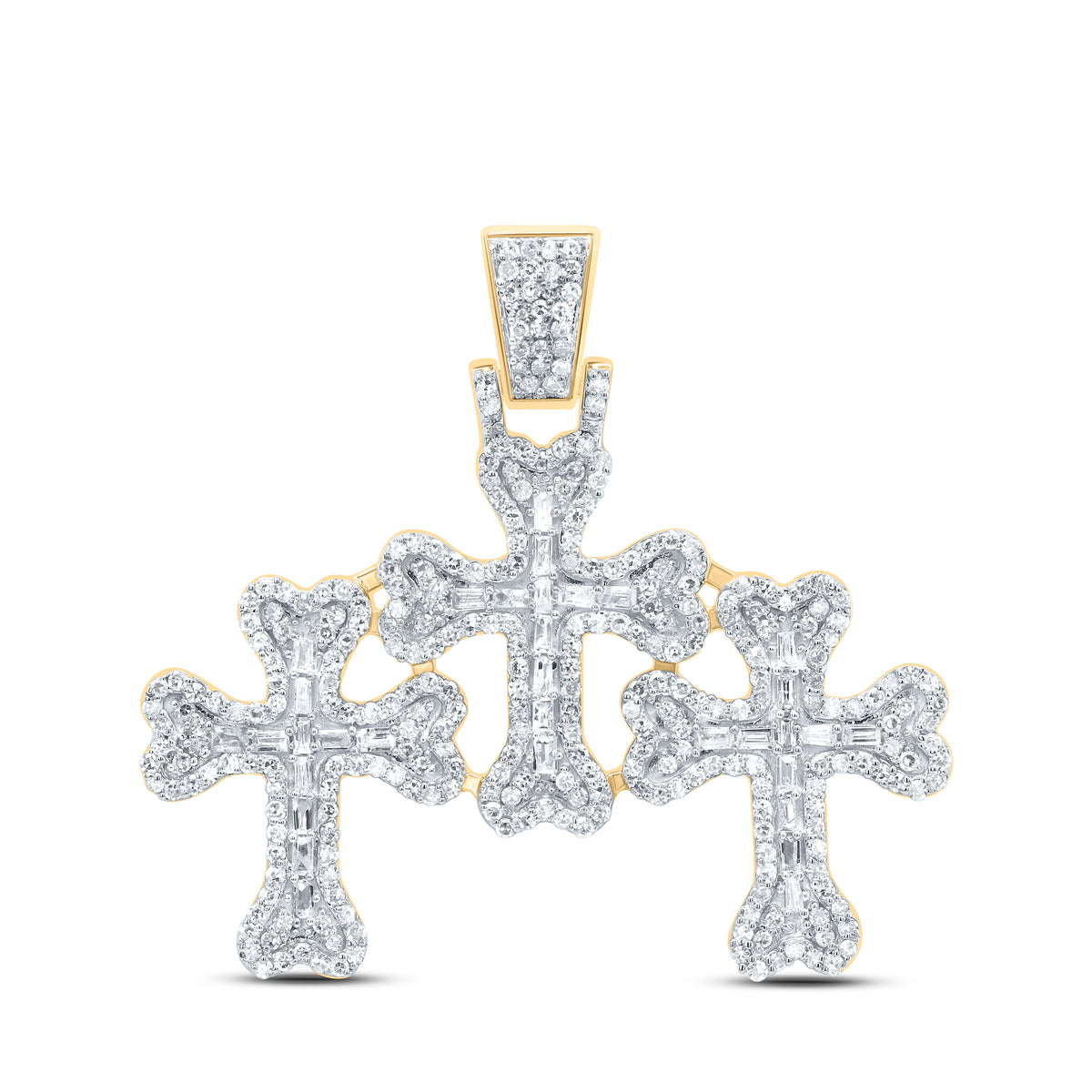 10k Gold 3/4 CTW-Natural Diamond Gift Cross Pendant