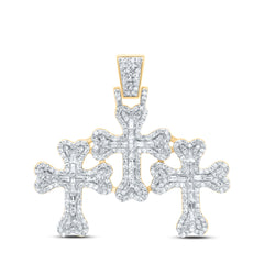 10k Gold 3/4 CTW-Natural Diamond Gift Cross Pendant