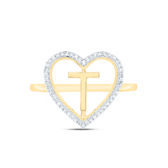 10k Gold 1/10 CTW-Natural Diamond Gift Initial "T" Ladies Heart Ring