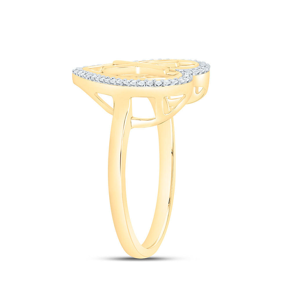 10k Gold 1/10 CTW-Natural Diamond Gift Initial "X" Ladies Heart Ring