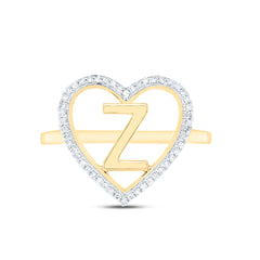 10k Gold 1/10 CTW-Natural Diamond Gift Initial "Z" Ladies Heart Ring