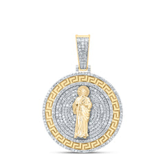 10k Gold 1 3/4 CTW-Natural Diamond St.Jude Round Mens Charm