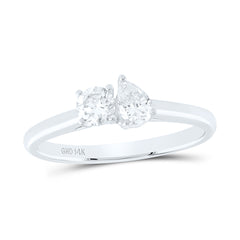 14k Gold 1/2 CTW-Natural Diamond I1-Ij 1/4 Ct-Crd, 1/4 Ct-Cps 2 Stone Ring