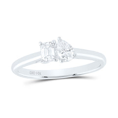 14k Gold 1/2 CTW-Natural Diamond 1/4 Ct-Cem, 1/4 Ct-Cps I1-Ij 2 Stone Ring