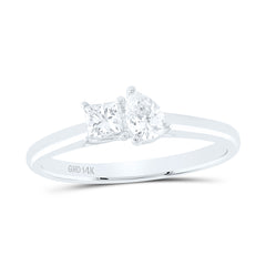 14k Gold 1/2 CTW-Natural Diamond I1-Ij 1/4 Ct-Cpr, 1/4 Ct-Cps 2 Stone Ring