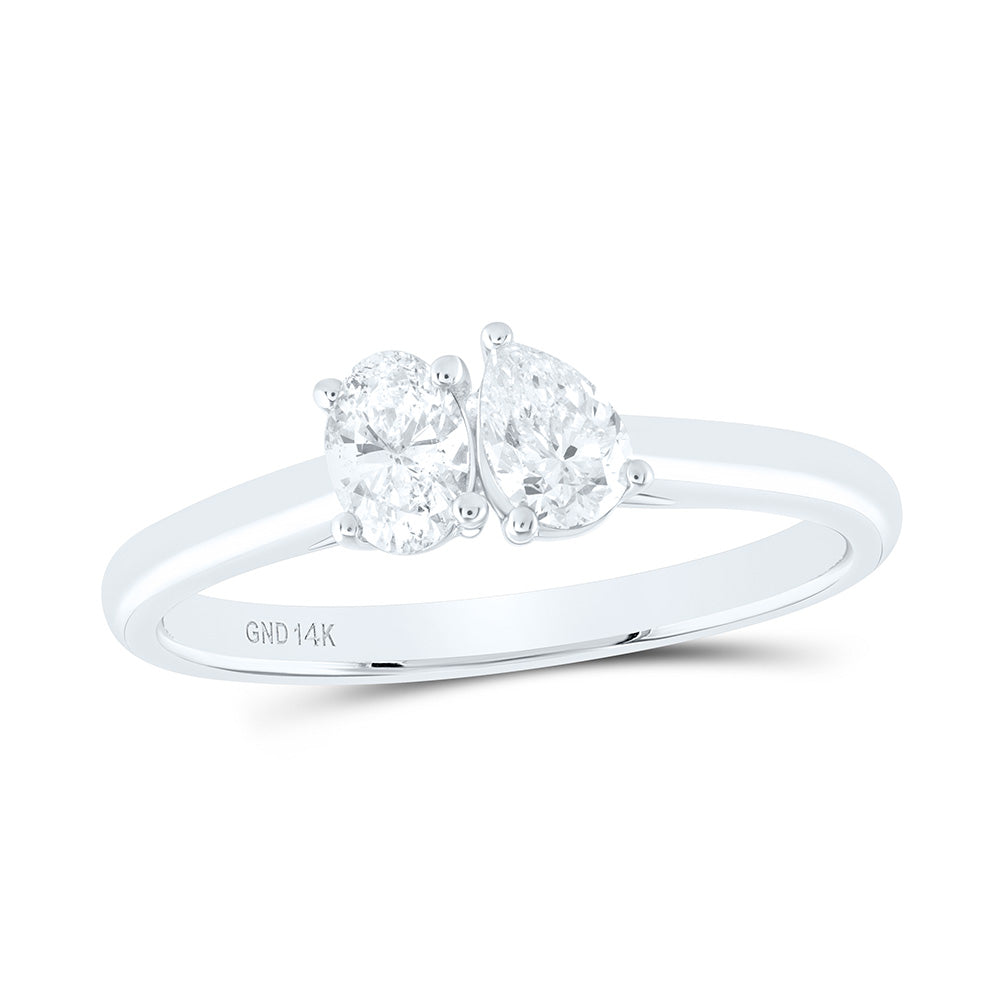 14k Gold 1/2 CTW-Natural Diamond I1-Ij 1/4 Ct-Cov, 1/4 Ct-Cps, I1-Ij 2 Stone Ring