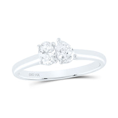 14k Gold 1/2 CTW-Natural Diamond I1-Ij 1/4 Ct-Cov, 1/4 Ct-Cps, I1-Ij 2 Stone Ring