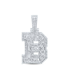 Sterling Silver 3/4 CTW-Natural Diamond Mens Initial "B" Pendant