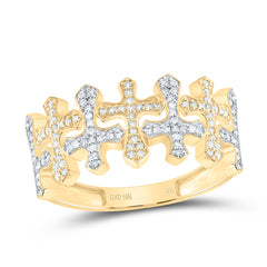 10k Yellow Gold 1/3 CTW Natural Diamond Crome Cross Men's Ring