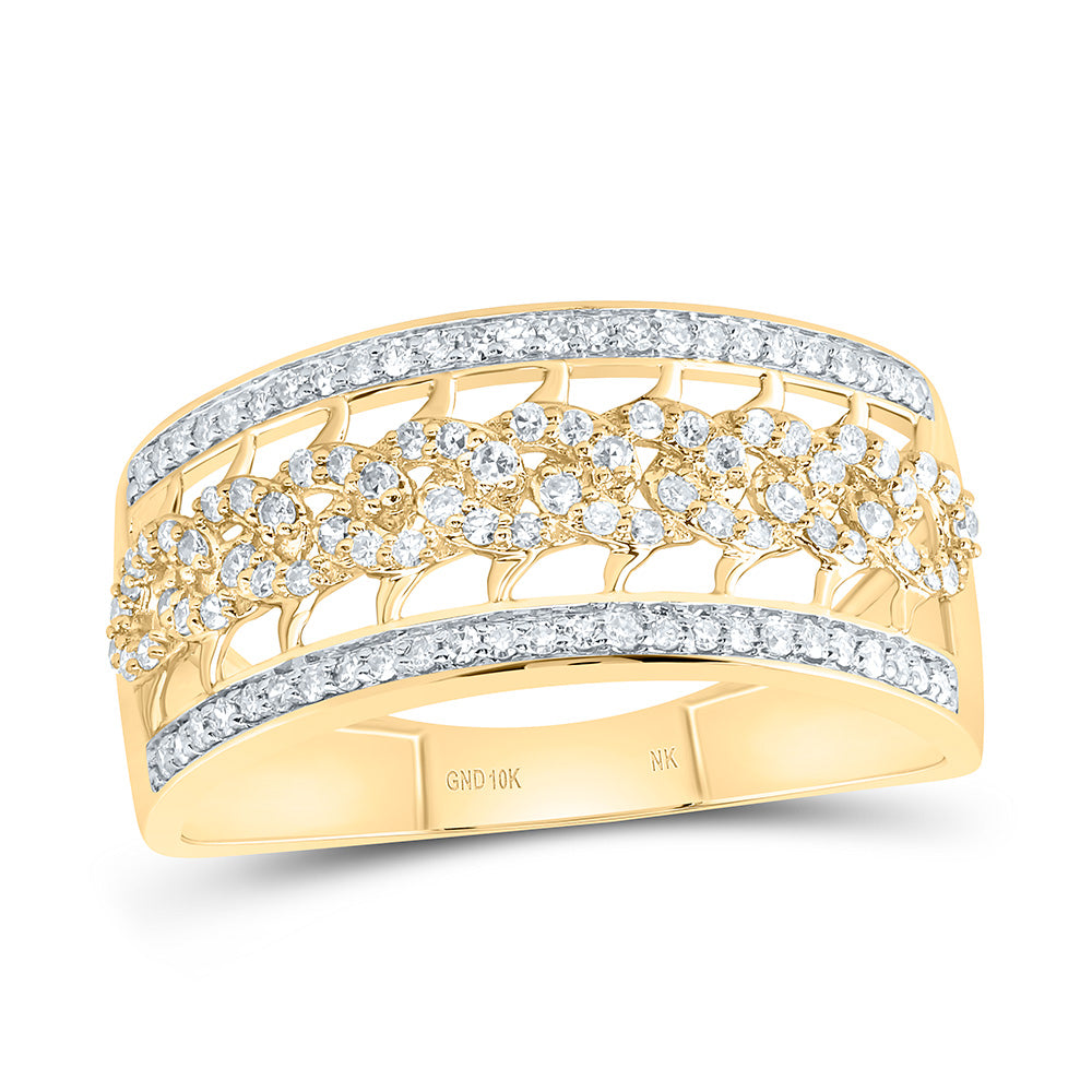 10k Gold 3/8 CTW-Natural Diamond Cuban Mens Ring