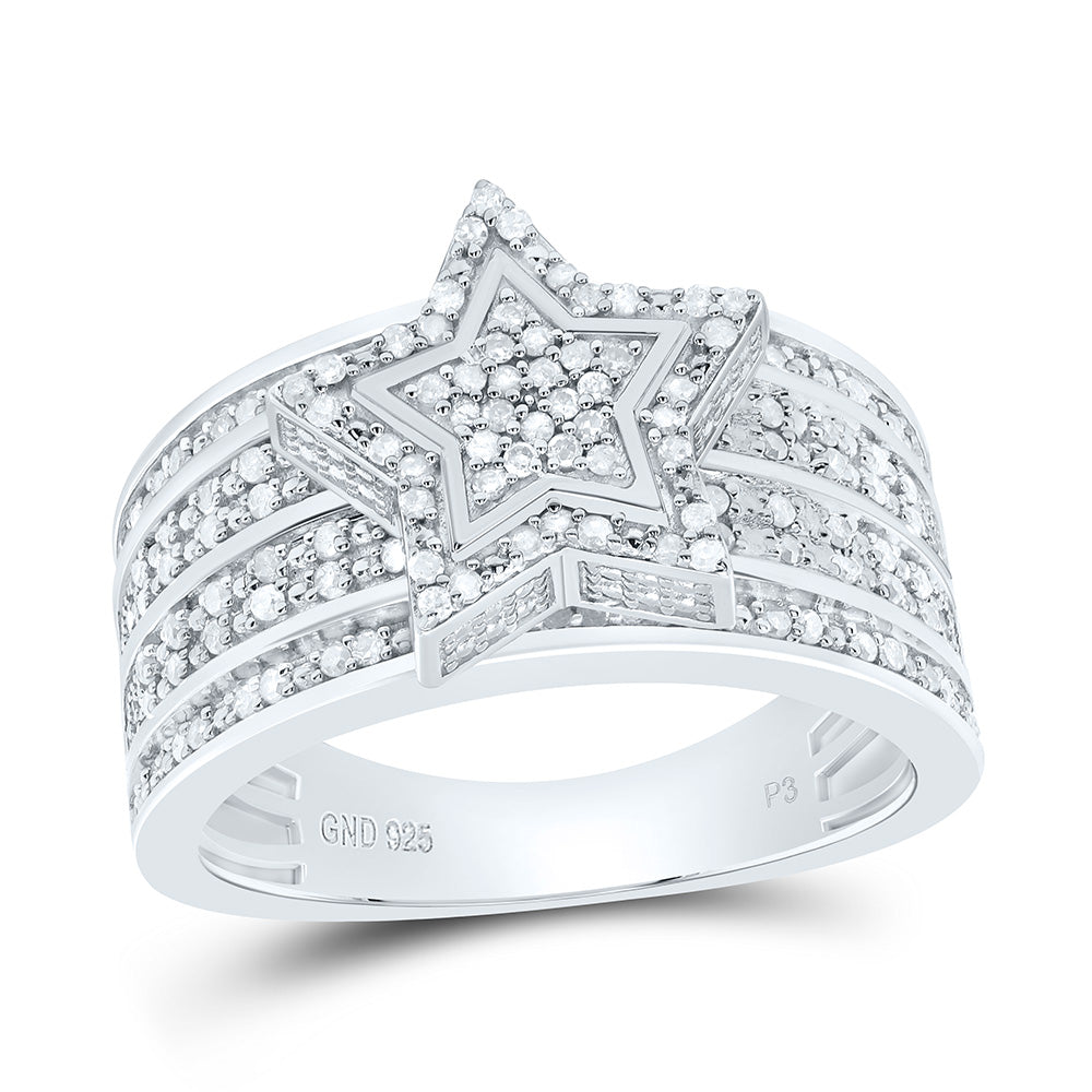 Sterling Silver 1/2 CTW-Natural Diamond Gift Star Ring