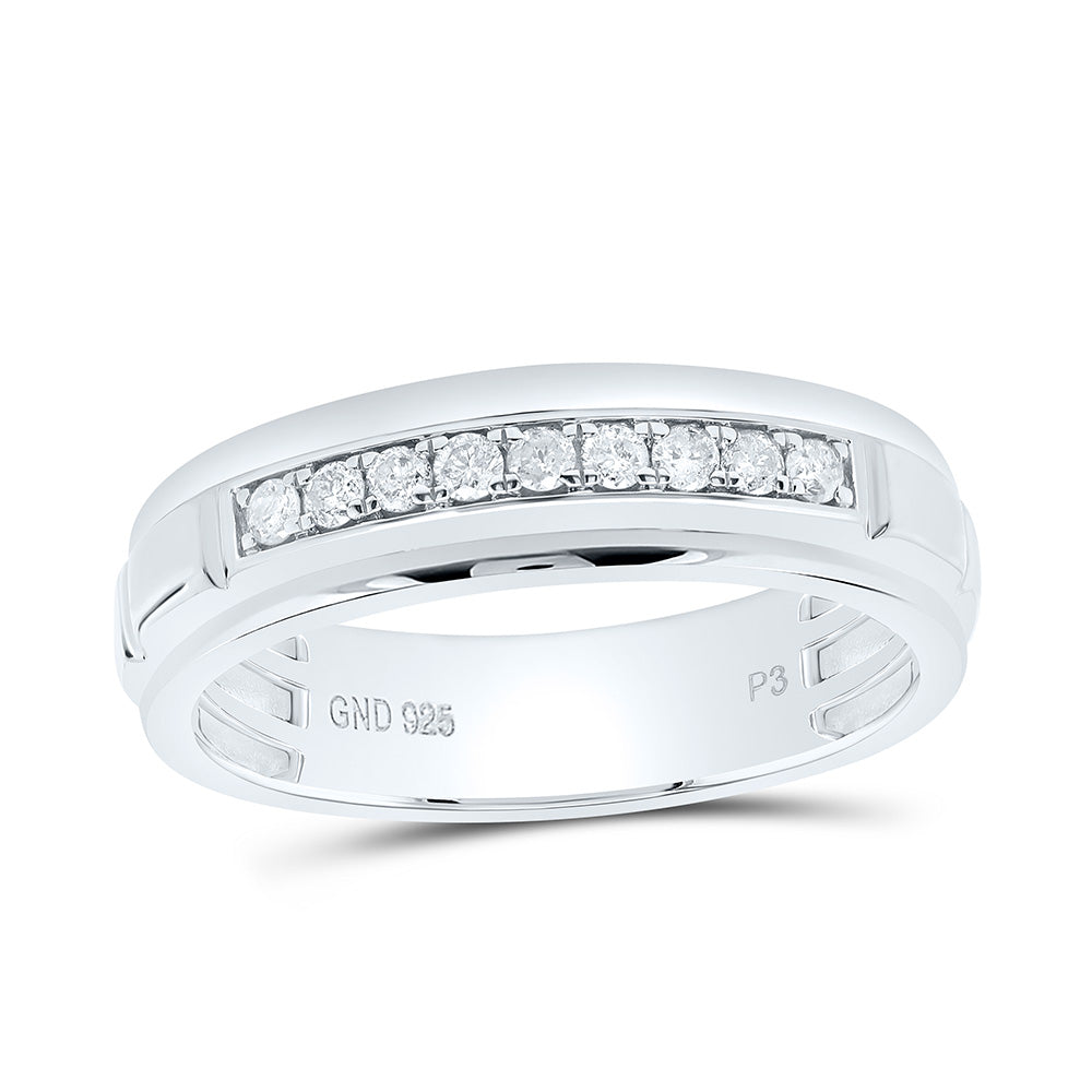 Sterling Silver 1/4 CTW-Natural Diamond Gift Mens Band