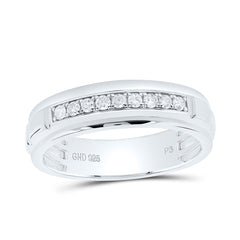 Sterling Silver 1/4 CTW-Natural Diamond Gift Mens Band