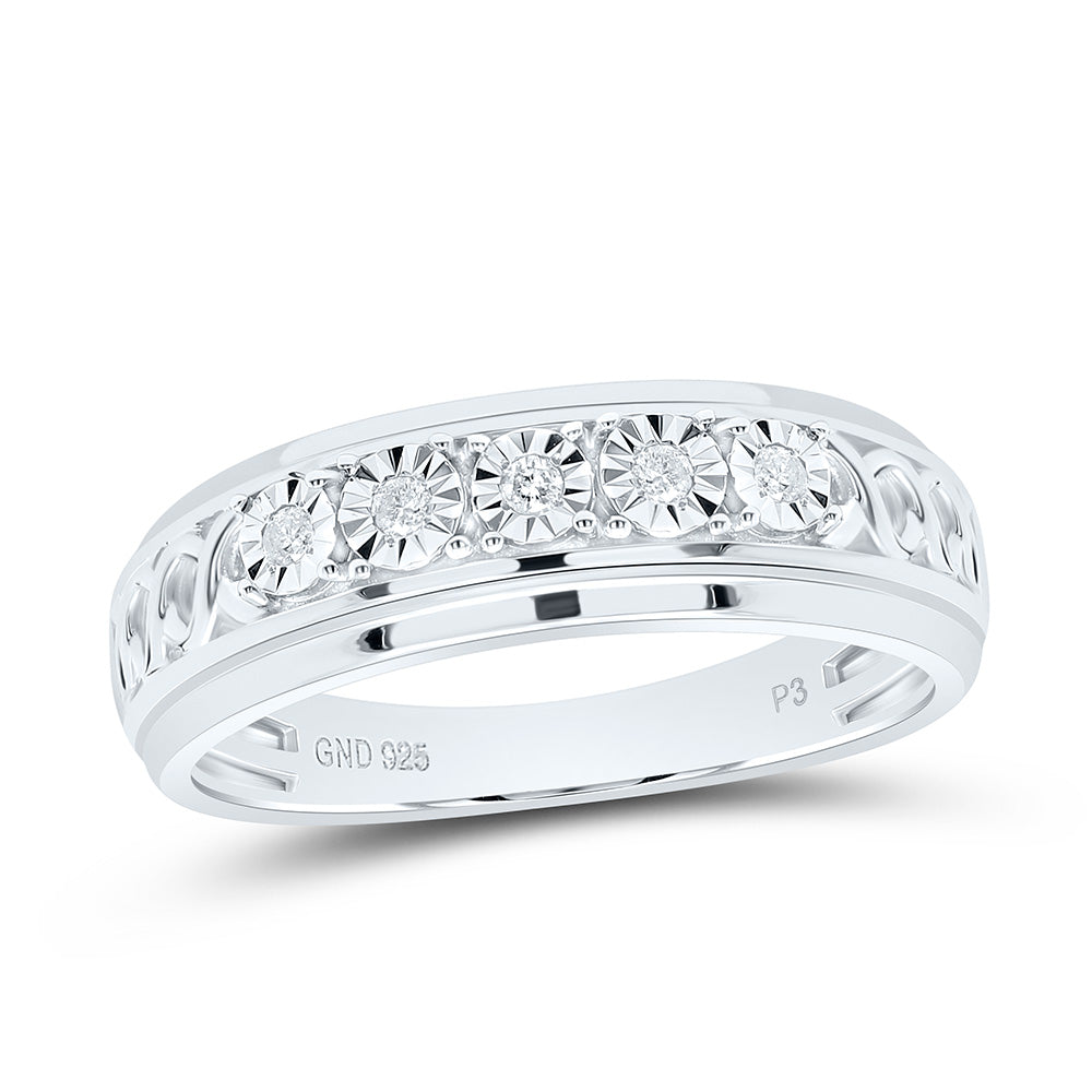 Sterling Silver 1/10 CTW-Natural Diamond Gift Mens Band
