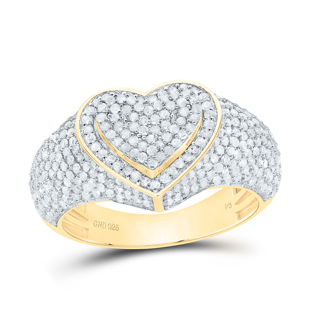 Sterling Silver 1 CTW-Natural Diamond Gift Heart Ladies Ring