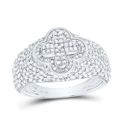 Sterling Silver 1 CTW-Natural Diamond Gift Clover Ladies Ring