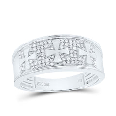 Sterling Silver 1/4 CTW-Natural Diamond Gift Cross Mens Band