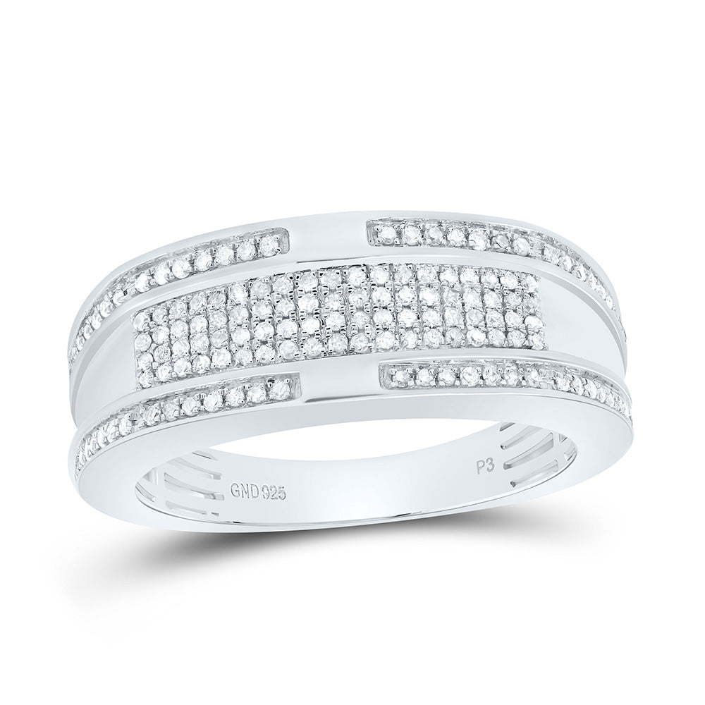 Sterling Silver 1/2 CTW-Natural Diamond Gift Mens Band